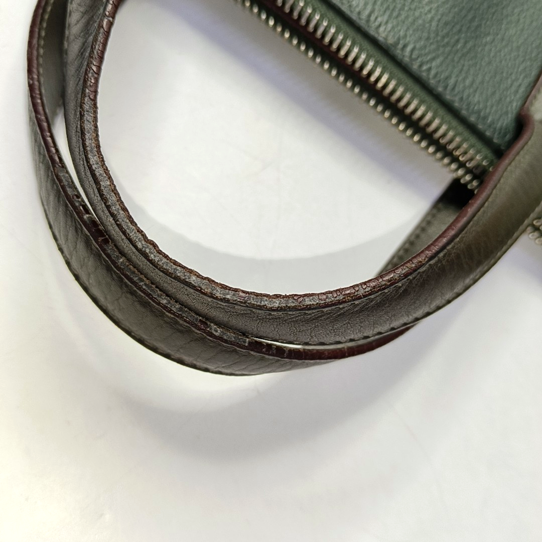 LOEWE Toledo Dark Green Leather Handbag Silver Hardware-(SKU)-954572249