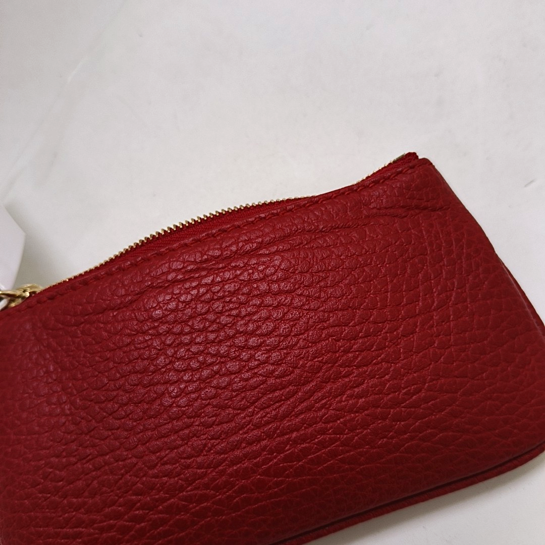 GUCCI Red Leather Change Purse Golden hardware-(SKU)-943942192