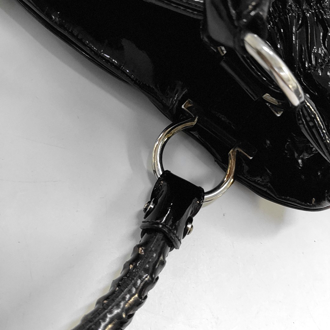 FERRAGAMO Marissa Black Patent Leather Tote Bag Silver Hardware-(SKU)-944545023