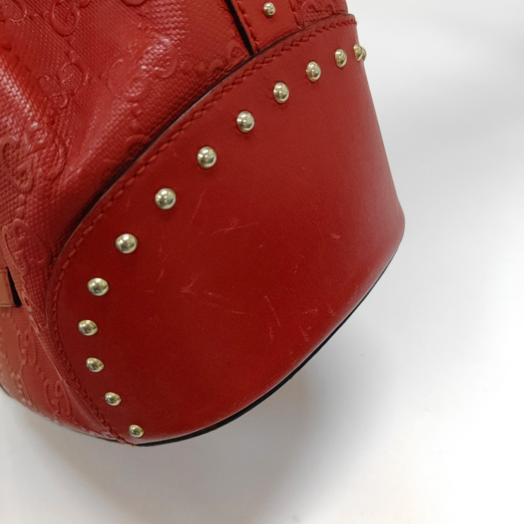 GUCCI Bucket bag Red Cowhide Monogrammed Studs Shoulder Bag Crossbody Bag Golden hardware-(SKU)-957386038