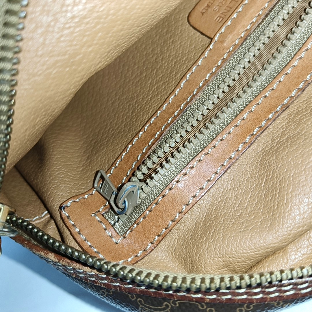 CELINE Brown Coated Canvas Triumph Gate Single Shoulder Crossbody Bag Golden hardware-(SKU)-14339227
