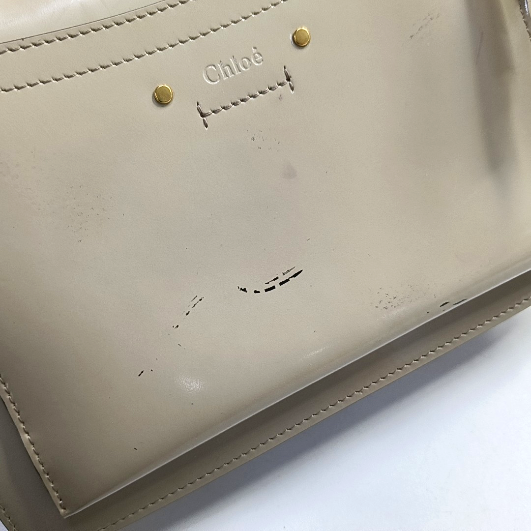 Chloé Roy Grey Cowhide Ring Single Shoulder Bag, Handbag Golden hardware Removable shoulder strap-(SKU)-946816354