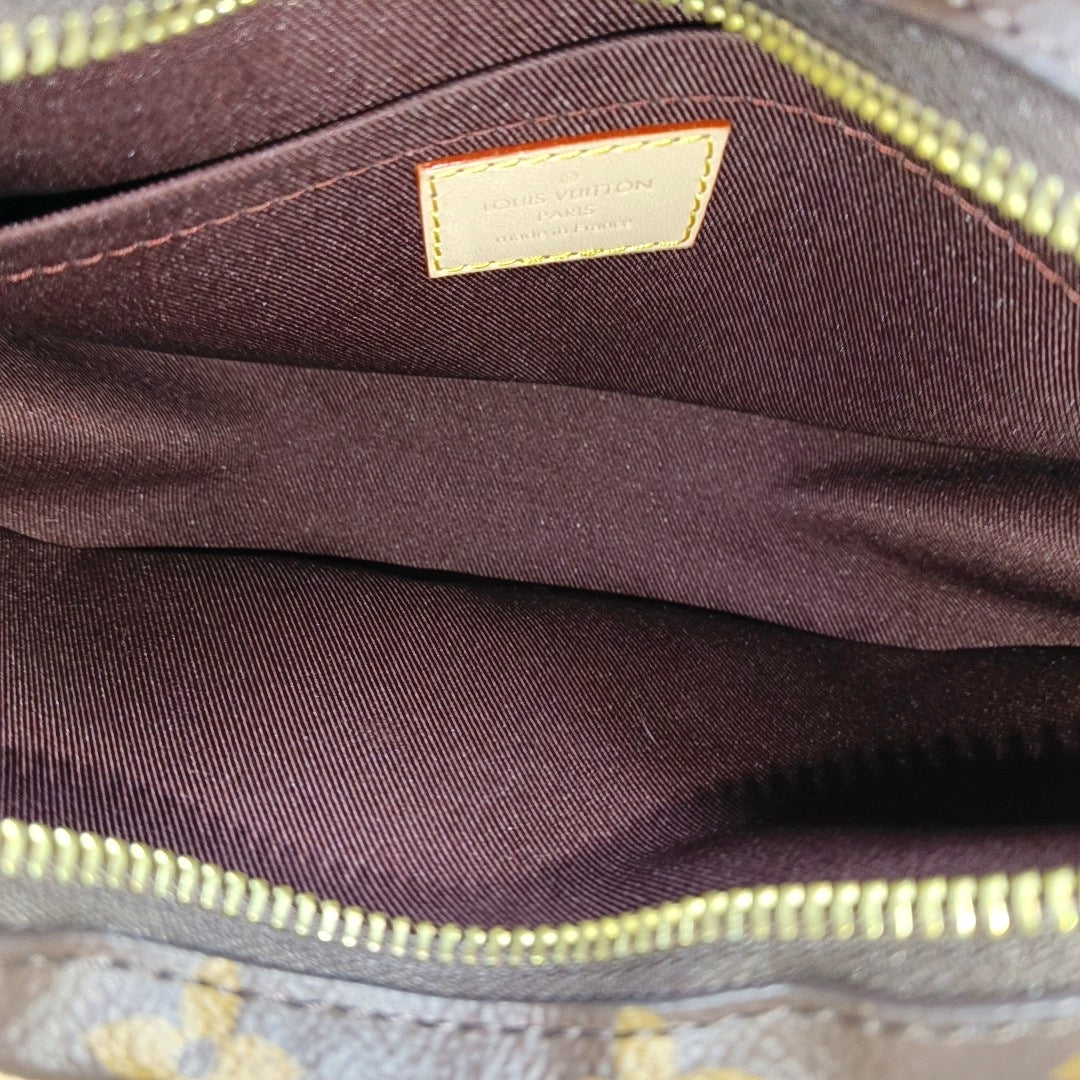 LOUIS VUITTON CROISSANT Brown Coated Canvas Monogram Shoulder Bag Tote Crossbody Bag with Detachable Strap-(SKU)-970879308