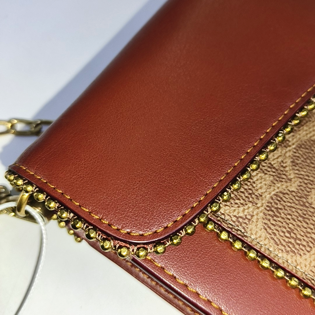 COACH TABBY Red Cowhide Monogram Studs Handbag Golden hardware-(SKU)-941273975