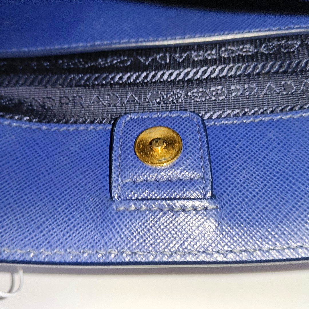 PRADA Galleria Large size Dark Blue Calfskin Logo Crossgrain Killer Bag Crossbody Bag Single Shoulder Bag Handbag Golden hardware Removable shoulder strap-(SKU)-958814662