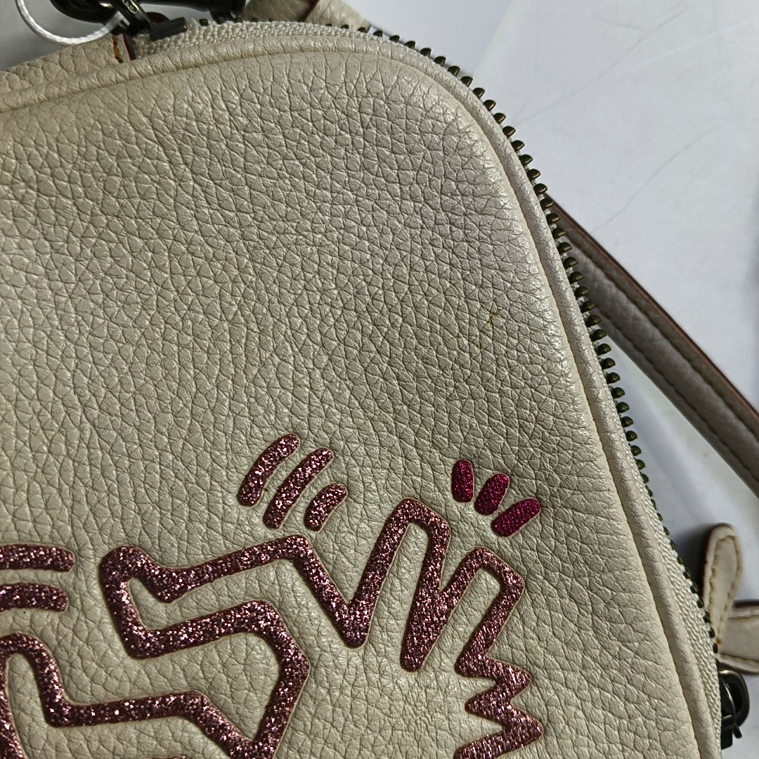 COACH SADIE White Leather Printed Single Shoulder Bag Crossbody Black hardware Removable shoulder strap-(SKU)-942923555
