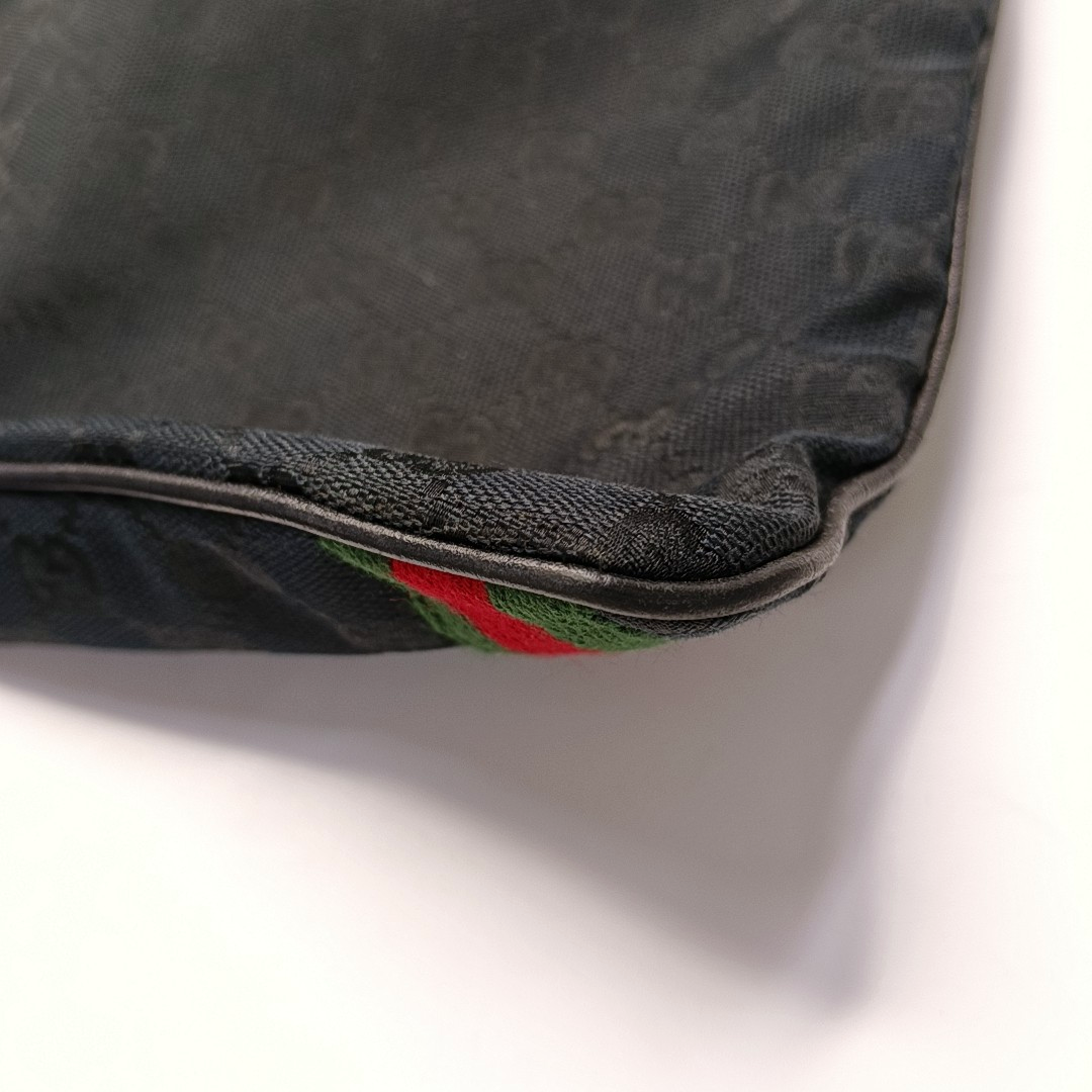 GUCCI Black Coated Canvas Monogrammed Single Shoulder Bag Sling Golden hardware-(SKU)-947676708