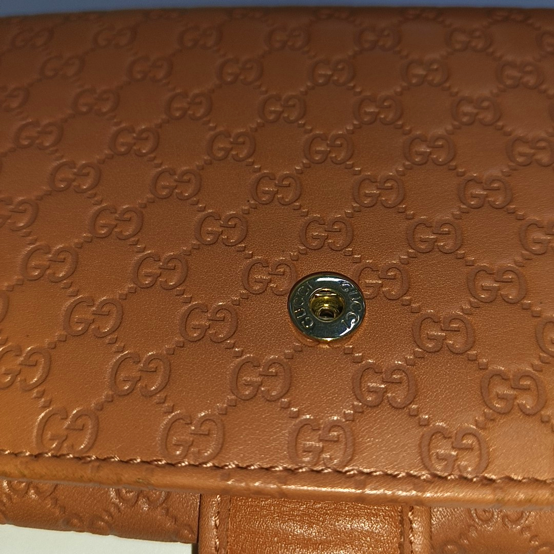 GUCCI Nude Pink Cowhide Monogram Embossed Wallet Golden hardware-(SKU)-933631362