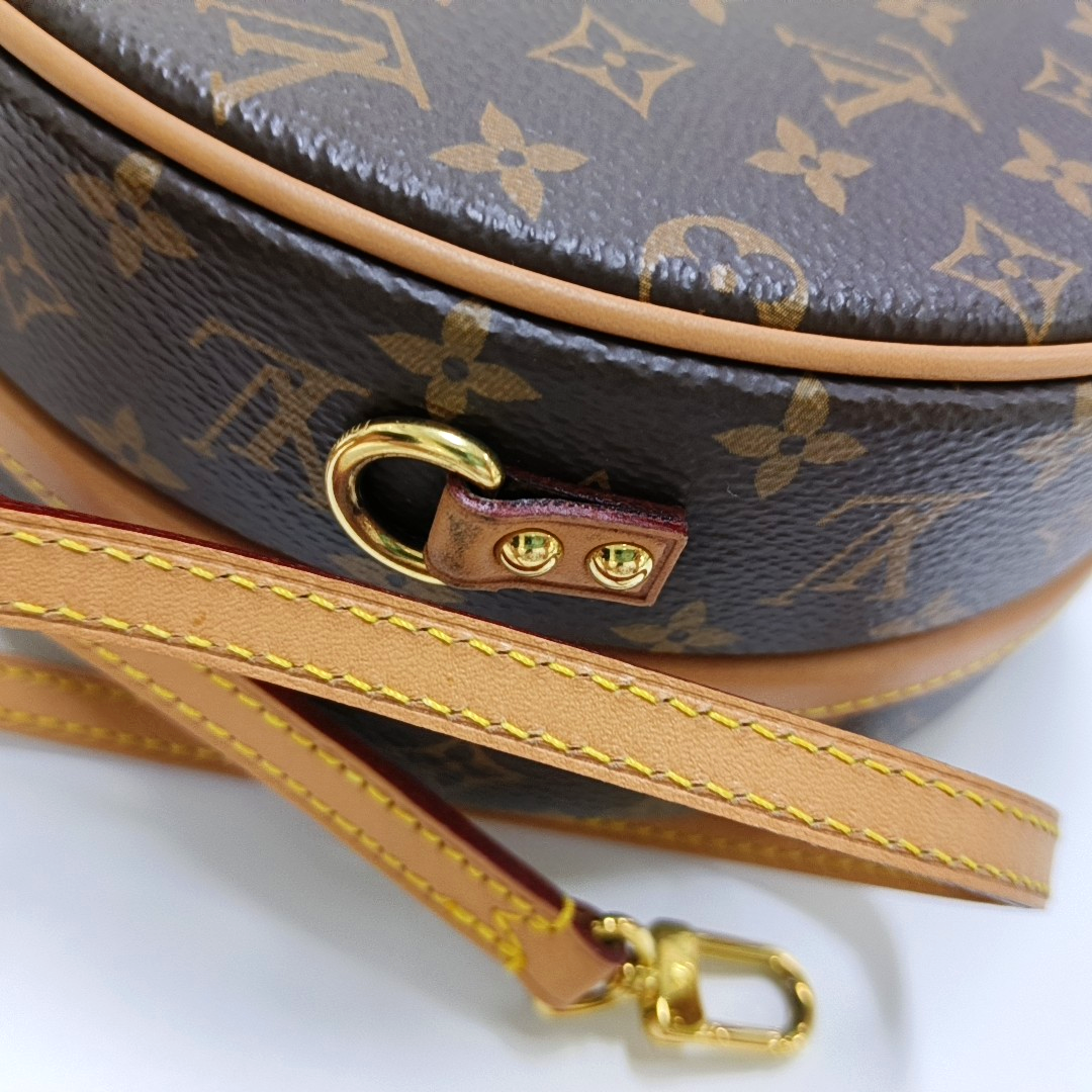 LOUIS VUITTON BOITE CHAPEAU Small Brown Coated Canvas Monogram Pattern Round Pie Bag Crossbody Bag Tote Bag Single Shoulder Bag Golden Hardware Removable Strap-(SKU)-962025243