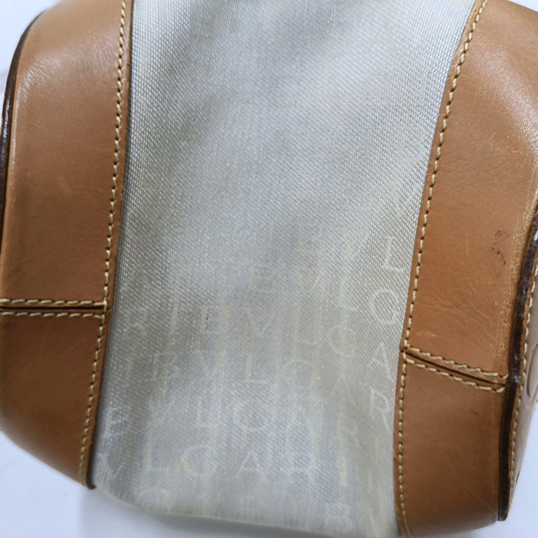 BVLGARI B ZERO Grey Canvas Jacquard Embossed Handbag Shoulder Bag Silver Hardware-(SKU)-941333720