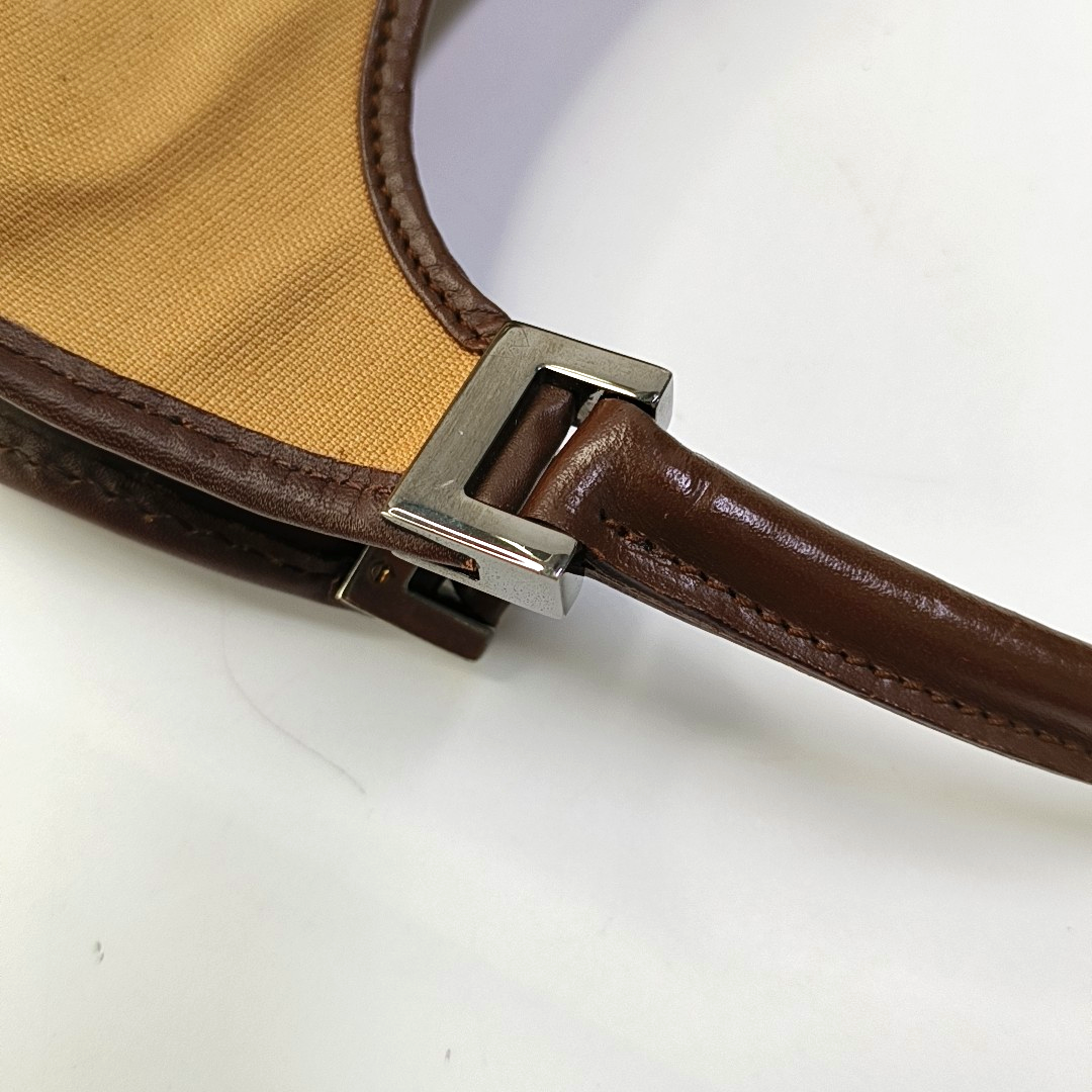 GUCCI Bardot Brown Canvas Handbag Silver Hardware-(SKU)-956549892