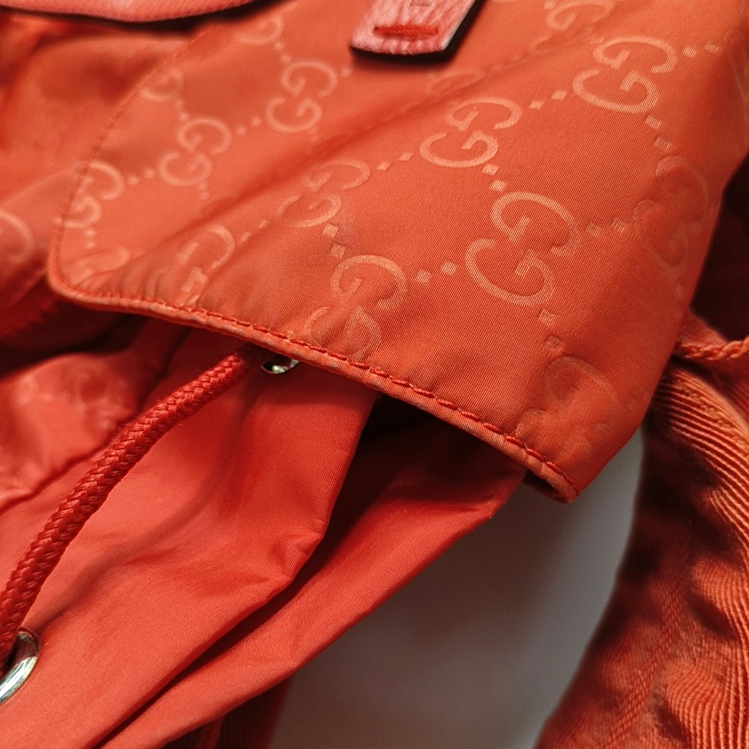 GUCCI Red Nylon Monogram Backpack Silver Hardware-(SKU)-956256558