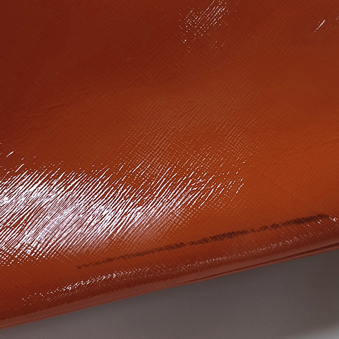 PRADA Promenade Orange Red Cowhide Logo Cross Grain Single Shoulder Crossbody Bag Golden hardware Removable shoulder strap-(SKU)-957813224