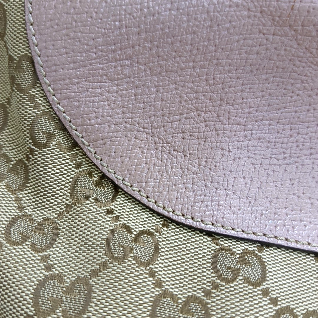 GUCCI Bree Khaki Canvas Monogram Tote Bag Single Shoulder Bag Golden hardware-(SKU)-959592766
