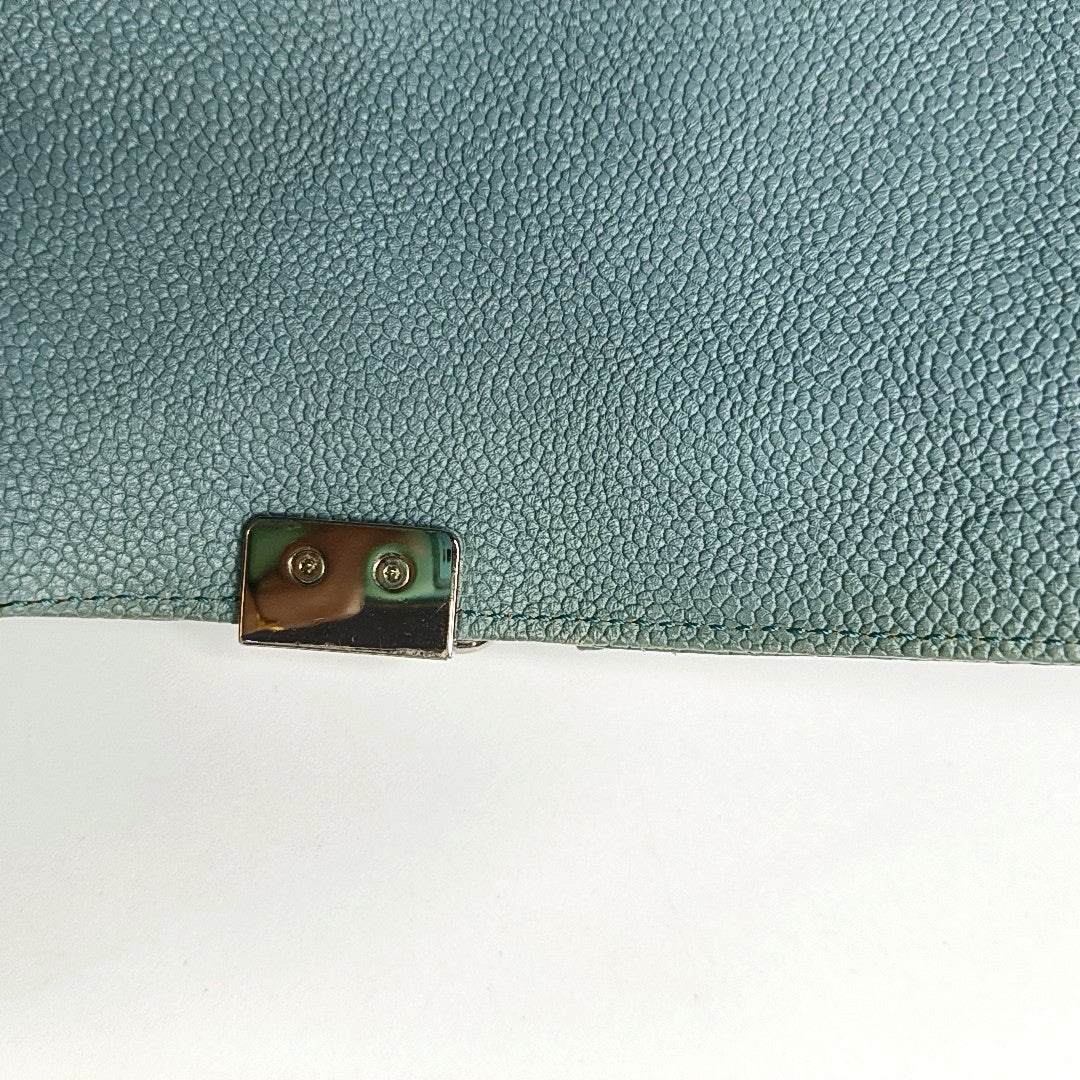 CHANEL BOY CHANEL Medium Green Calfskin Quilted Cannage Single Shoulder Bag, Crossbody Bag with Detachable Strap and Gold/Silver Hardware-(SKU)-969449479