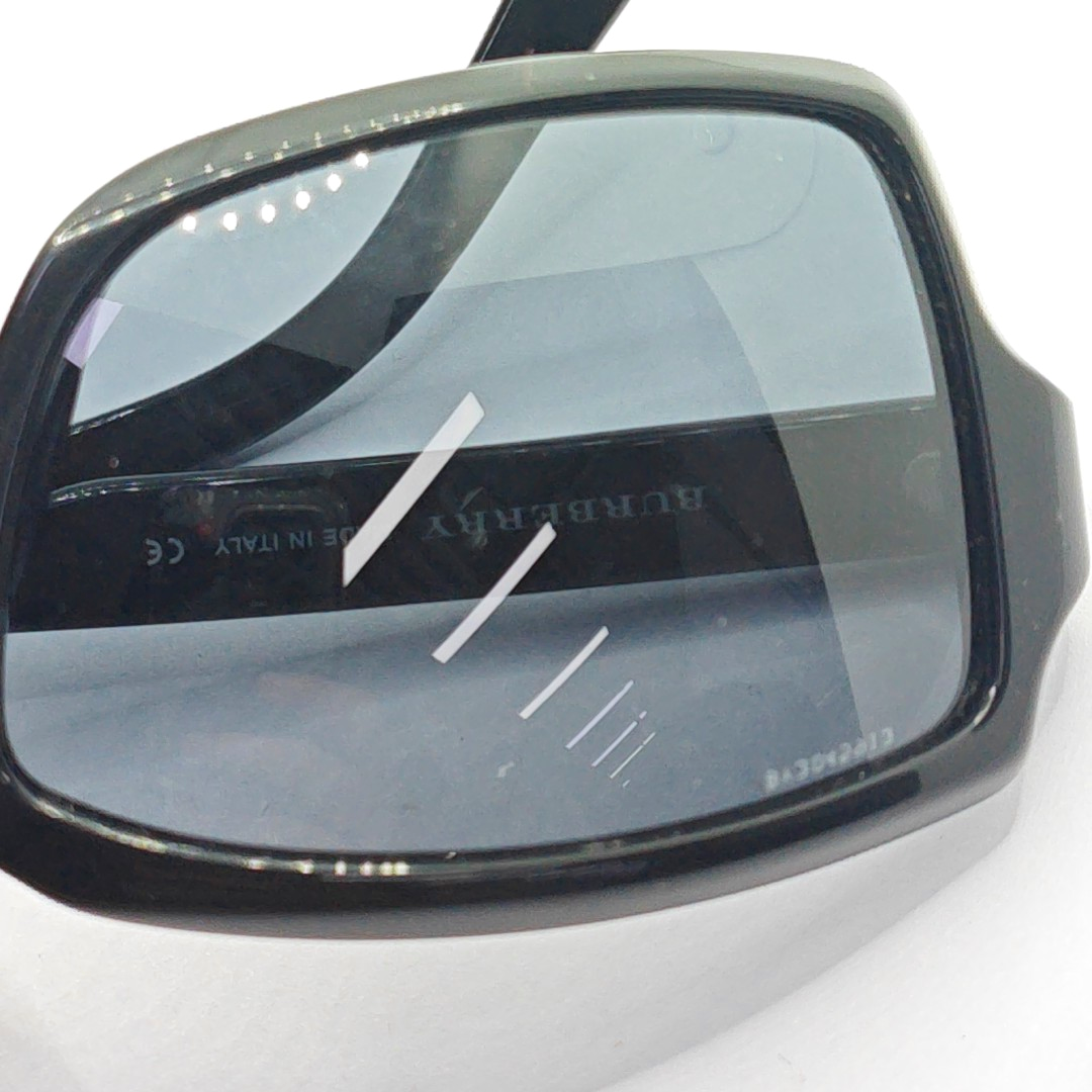 BURBERRY Gray Square Synthetic Sunglasses-(SKU)-948710850