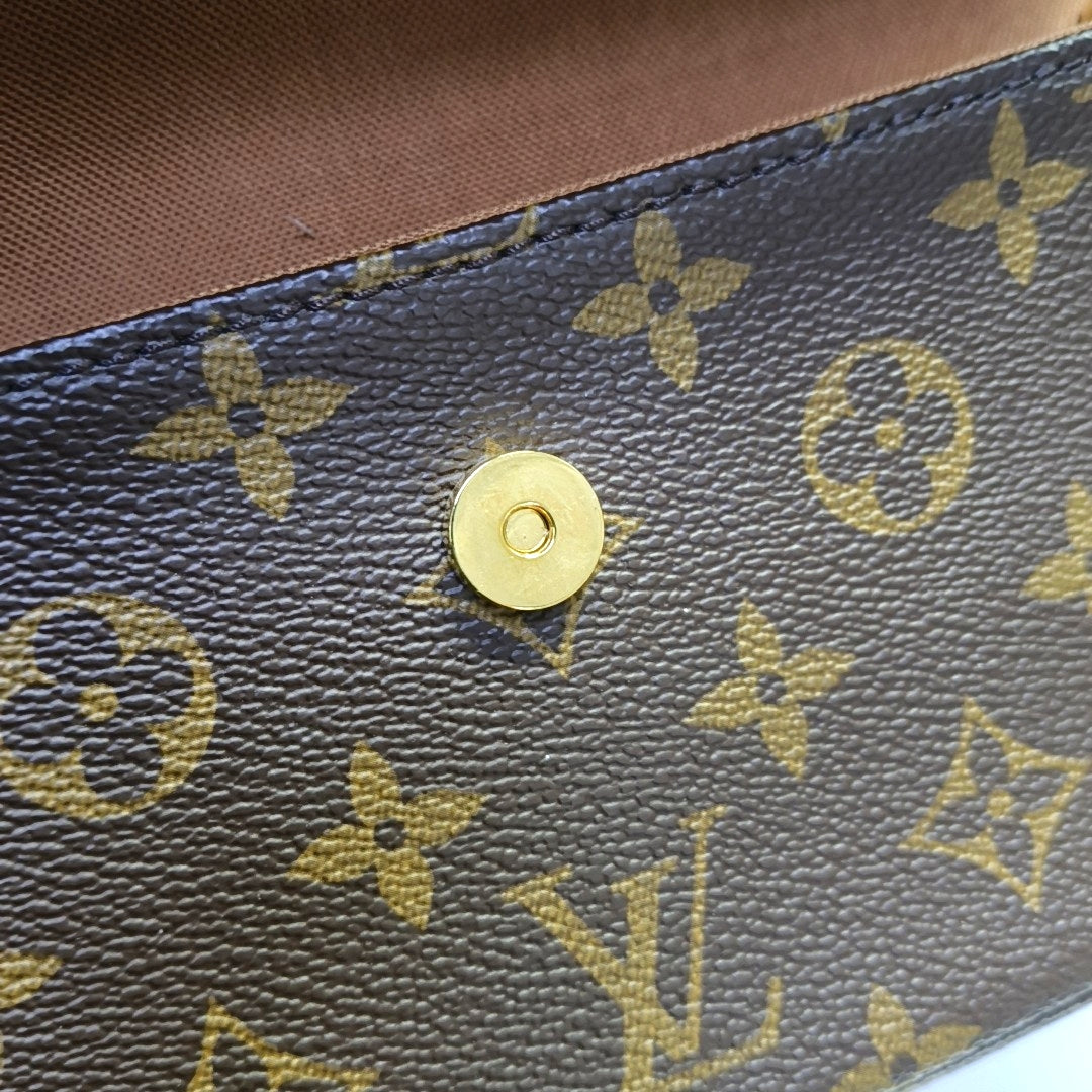 LOUIS VUITTON IVY Brown Coated Canvas Monogram Shoulder Bag Crossbody Bag Handbag 2 Detachable Straps Gold Hardware-(SKU)-969396104