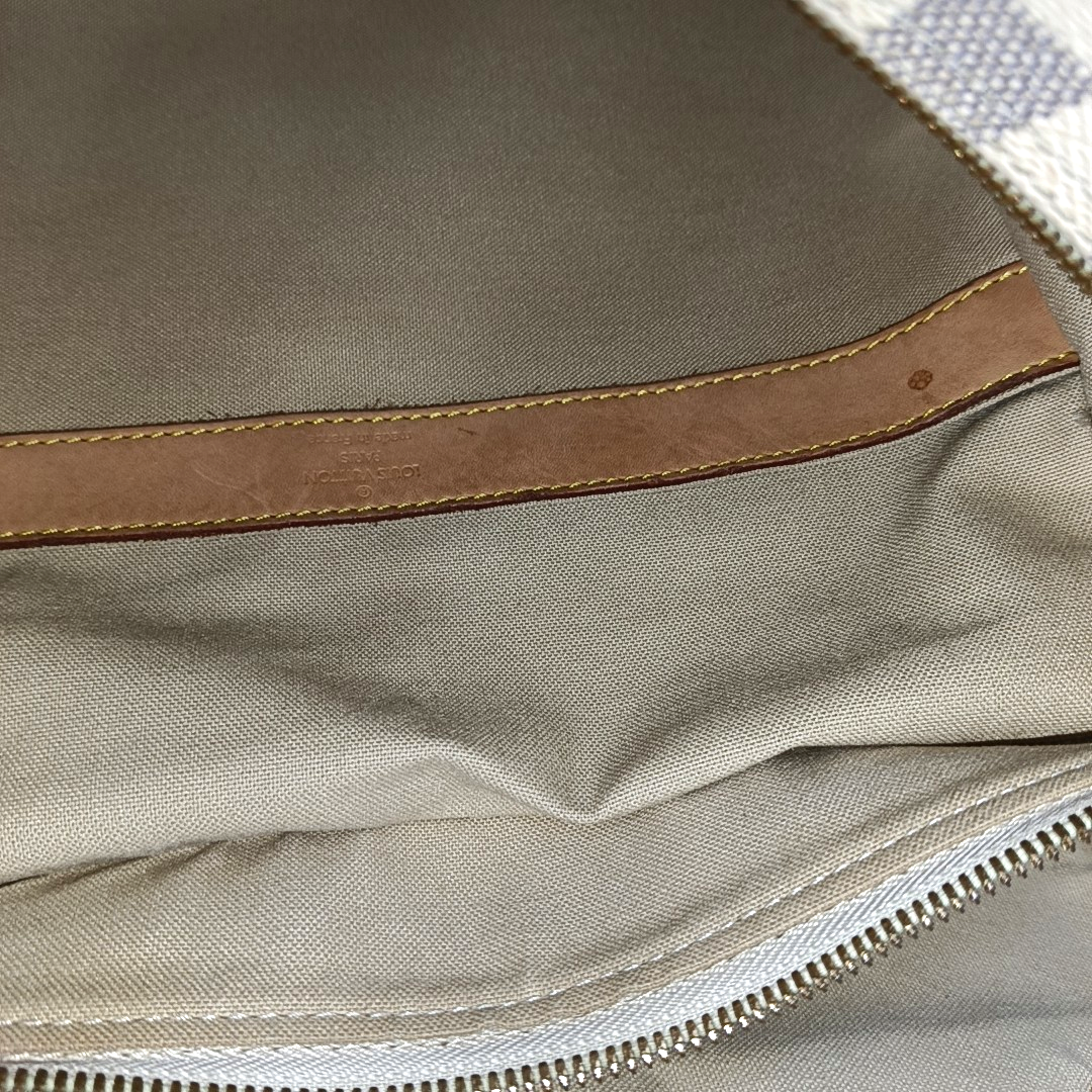 LOUIS VUITTON NAVIGLIO White Coated Canvas Chessboard Plaid Single Shoulder Bag Tote Crossbody Golden hardware-(SKU)-946272112