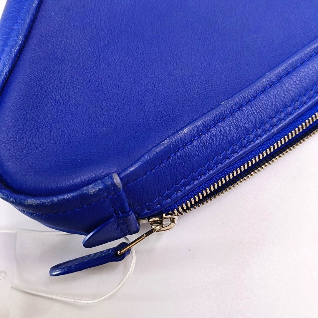 BALENCIAGA Triangle Blue Cowhide Print Clutch Silver Hardware-(SKU)-955687445