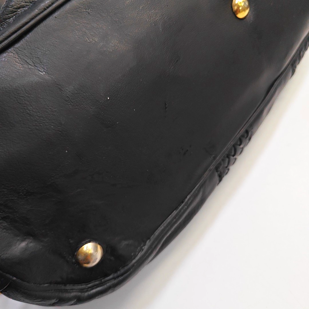 YSL MUSE Black Leather Studs Braided Handbag Shoulder Bag Golden hardware Removable shoulder strap-(SKU)-947588322
