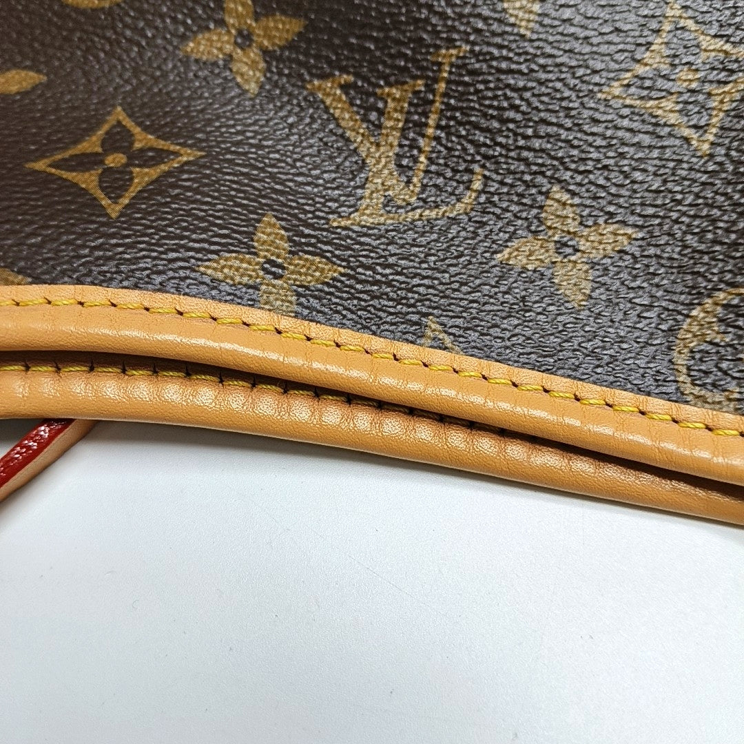 LOUIS VUITTON CARRYALL Medium Brown Coated Canvas Monogram Shoulder Bag Tote Bag Golden Hardware Removable Shoulder Strap-(SKU)-971157977