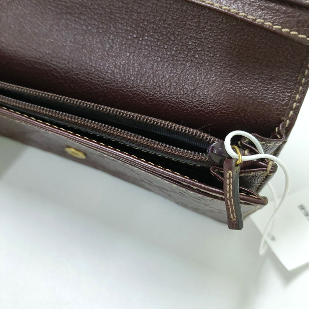 GUCCI Dark Brown Cowhide Monogrammed Texture Wallet Golden hardware-(SKU)-939278026
