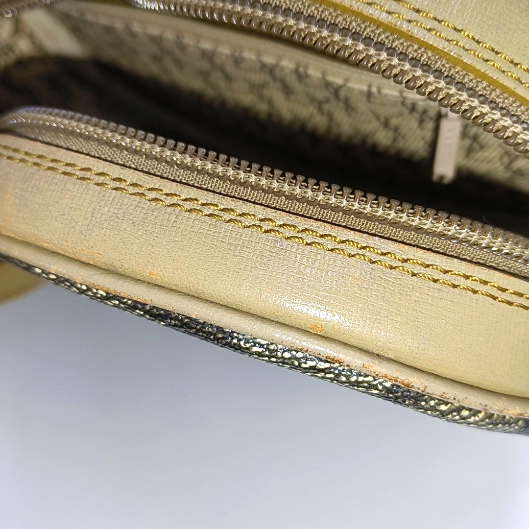 YSL Grey Coated Canvas Animal Print Crossbody Bag Single Shoulder Bag Black hardware-(SKU)-935282127