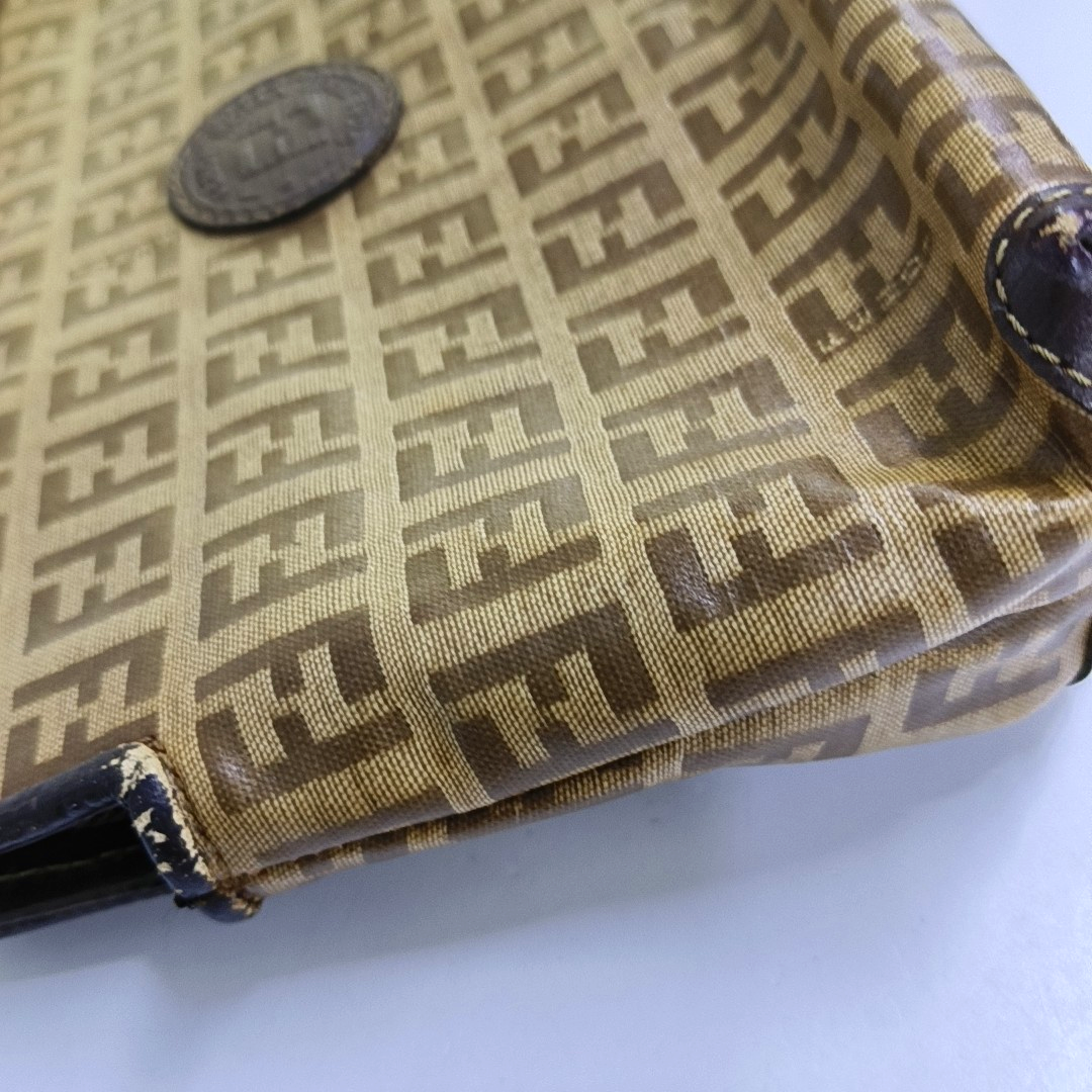 FENDI 棕色涂层帆布双F斜挎包 Silver Hardware-(SKU)-948081952
