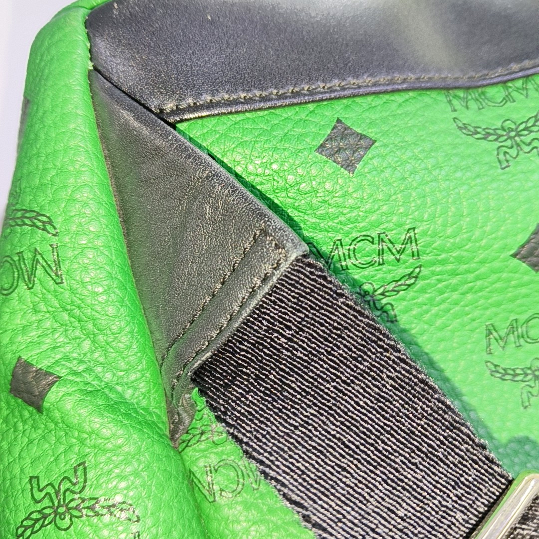 MCM STARK Small size Green Coated Canvas Monogram Studs Backpack Handbag Silver Hardware Sub-bag-(SKU)-940018584