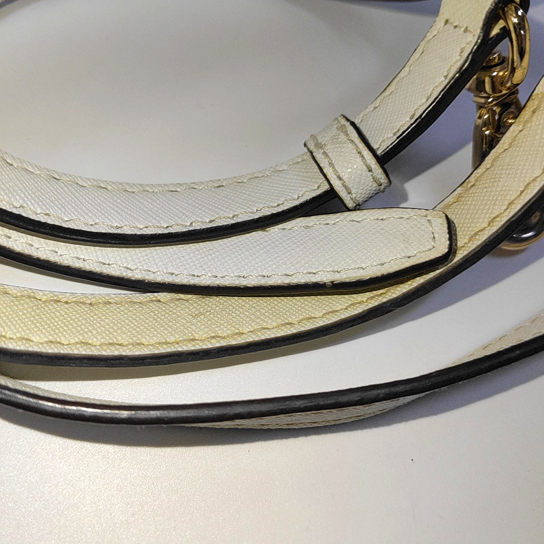MICHAEL KORS Tote bag White Leather Patchwork Inset Crossbody Single Shoulder Bag Handbag Golden hardware Removable shoulder strap-(SKU)-932783856