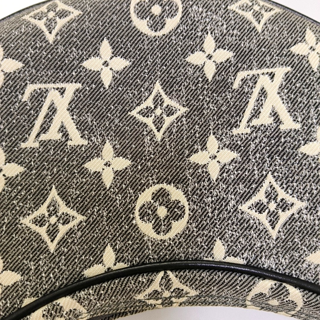 LOUIS VUITTON LOOP Dark Grey Canvas Monogram Jacquard Pea Bag Crossbody Bag Shoulder Bag Silver Hardware 2 Removable Straps-(SKU)-967284510