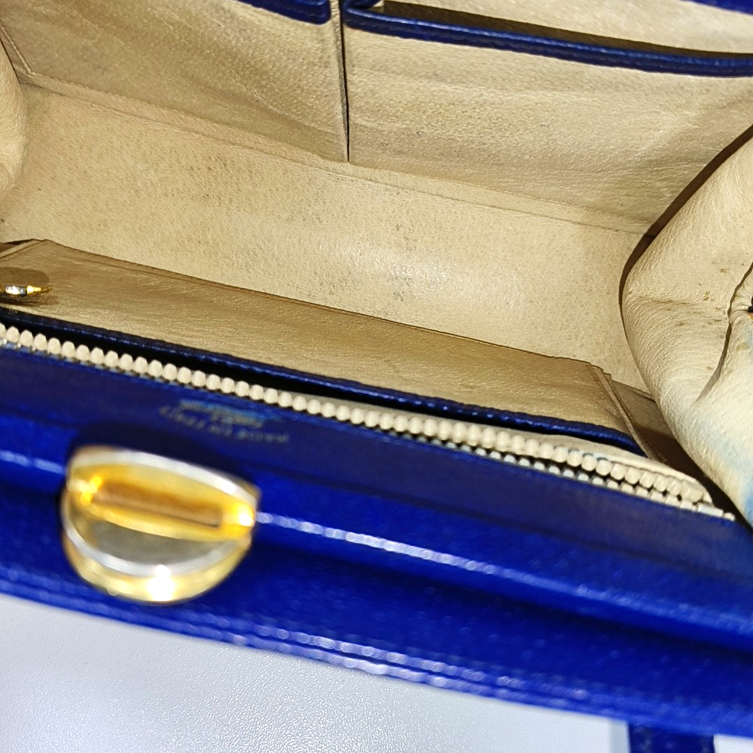 GUCCI Tote bag Blue Leather Tote Bag Golden hardware Vintage model-(SKU)-12936029