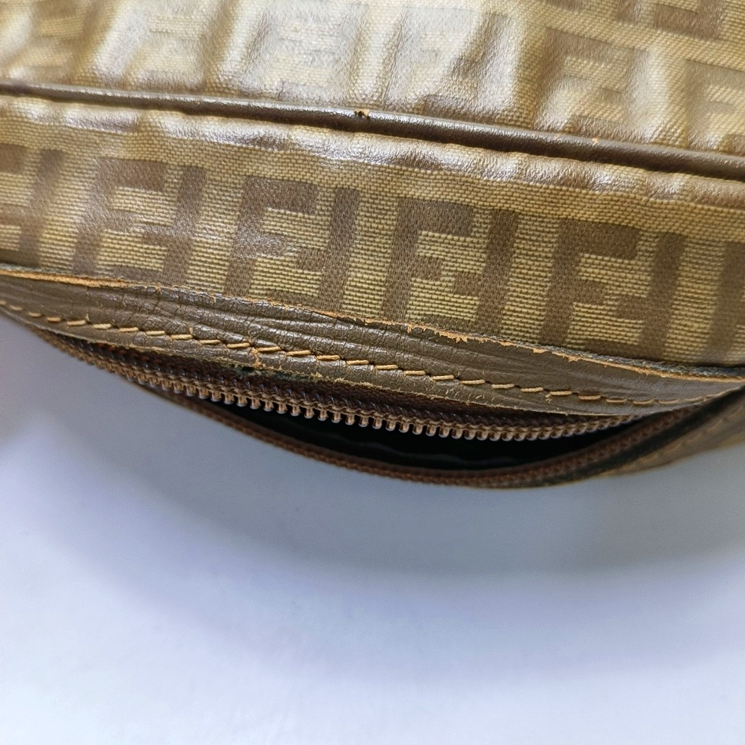 FENDI 棕色涂层帆布双F手拿包 Golden hardware-(SKU)-954838051
