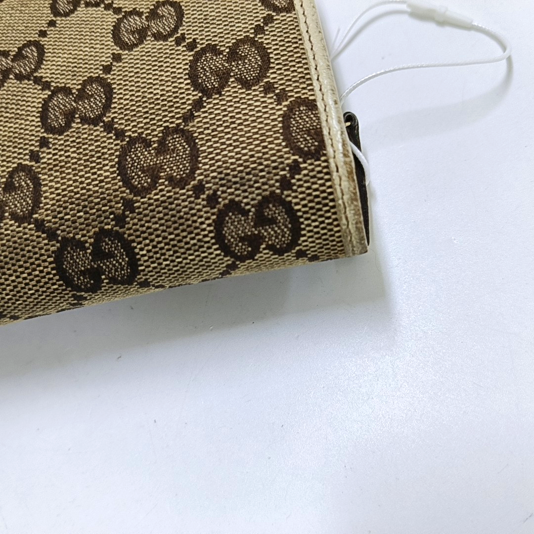 GUCCI Khaki Canvas Monogrammed Wallet Golden hardware-(SKU)-956740009