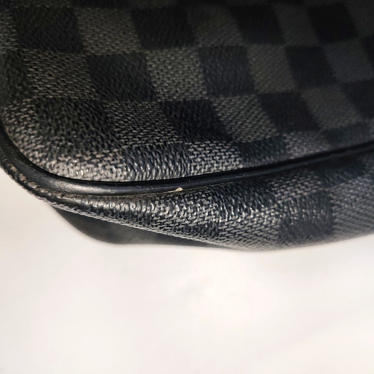 LOUIS VUITTON DANIEL Gray Coated Canvas Checkerboard Single Shoulder Bag Crossbody Bag Silver Hardware-(SKU)-938485828