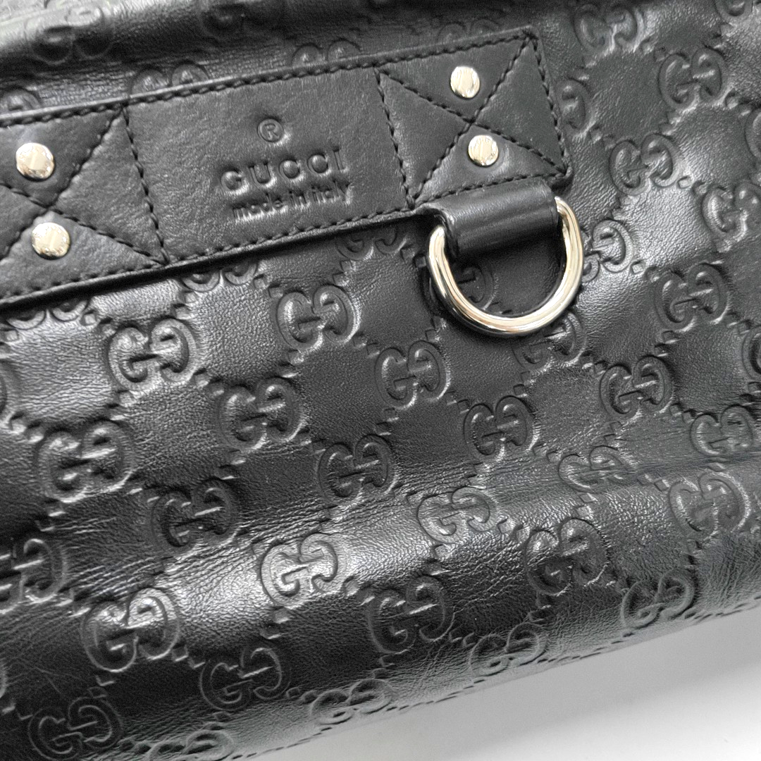 GUCCI Black cowhide monogram embossed handbag Silver Hardware-(SKU)-951637057