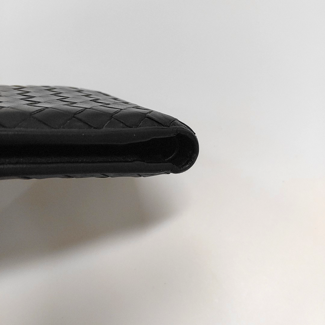 BOTTEGA VENETA Black Sheepskin Woven Wallet-(SKU)-955363008