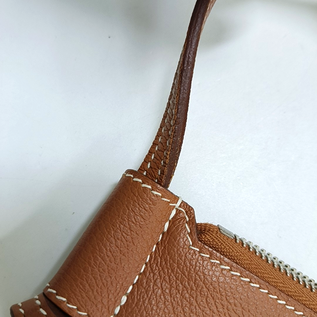 HERMÈS Ultrapla 24 Gold Brown Evercolor Calfskin Crossbody Bag Shoulder Bag Handbag Silver Hardware Z-(SKU)-957460008