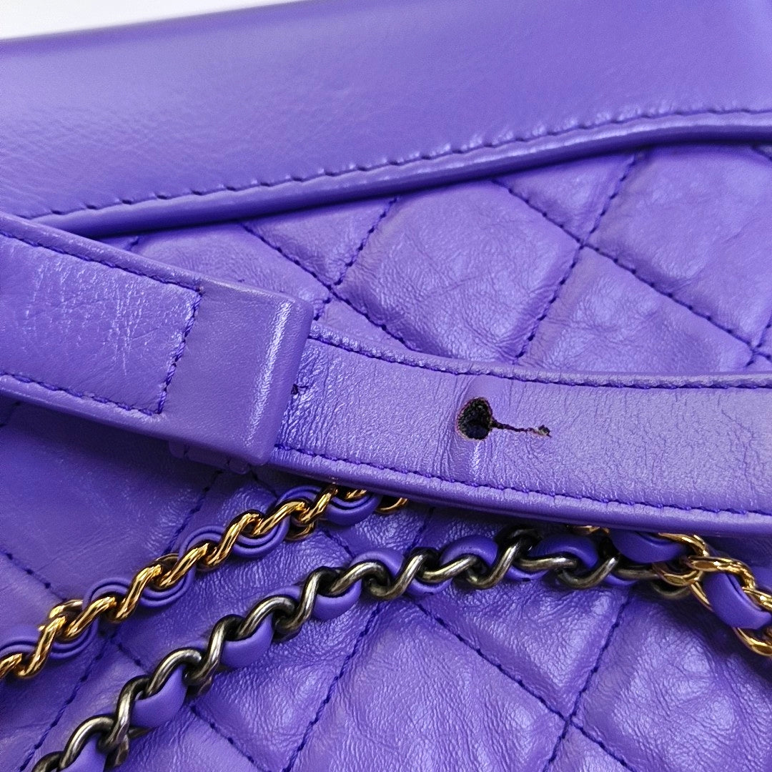 CHANEL GABRIELLE Small Purple Calfskin QuiltedShoulder Bag Crossbody Bag Gold Silver Ruthenium Hardware 29K-(SKU)-969086425