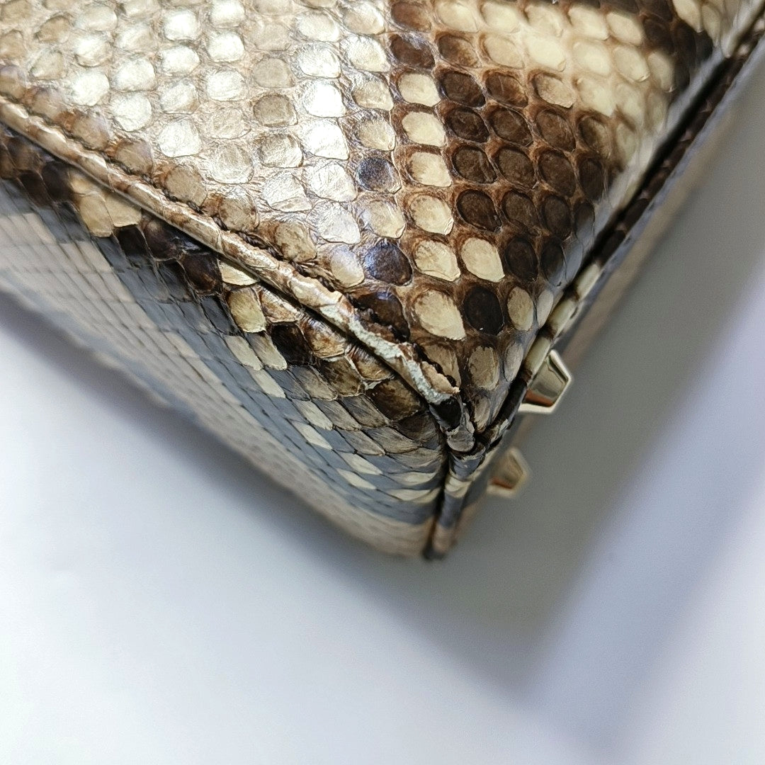 DIOR Lady Dior Mini Rose Gold Snake Skin Diana Bag Shoulder Bag Tote Bag Crossbody Bag Golden Hardware Removable Strap-(SKU)-968868076
