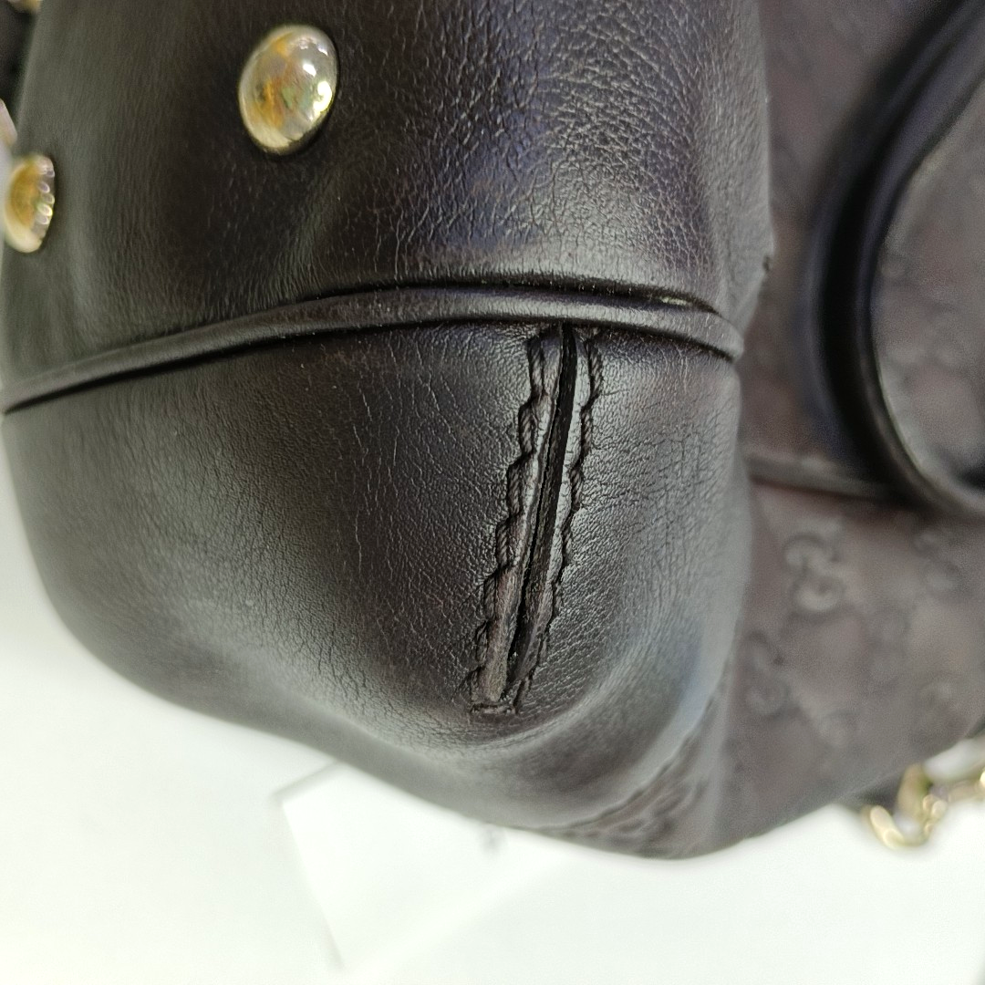 GUCCI Tote bag Dark Brown Cowhide Monogrammed Quilted Single Shoulder Bag Handbag Crossbody Golden hardware Removable shoulder strap-(SKU)-946858648