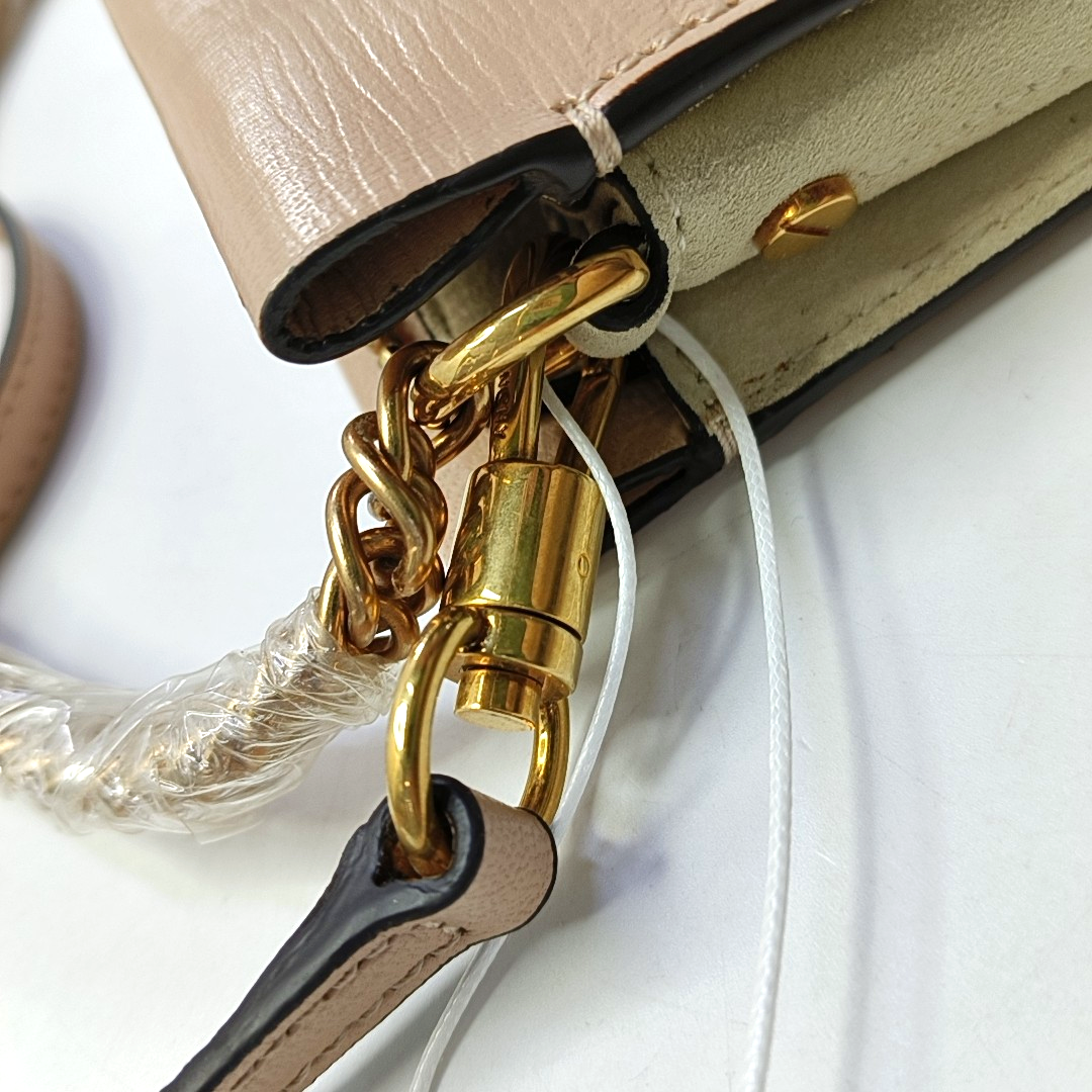 GIVENCHY Light Pink Leather Sling Bag Single Shoulder Bag Golden hardware Removable shoulder strap-(SKU)-944292326