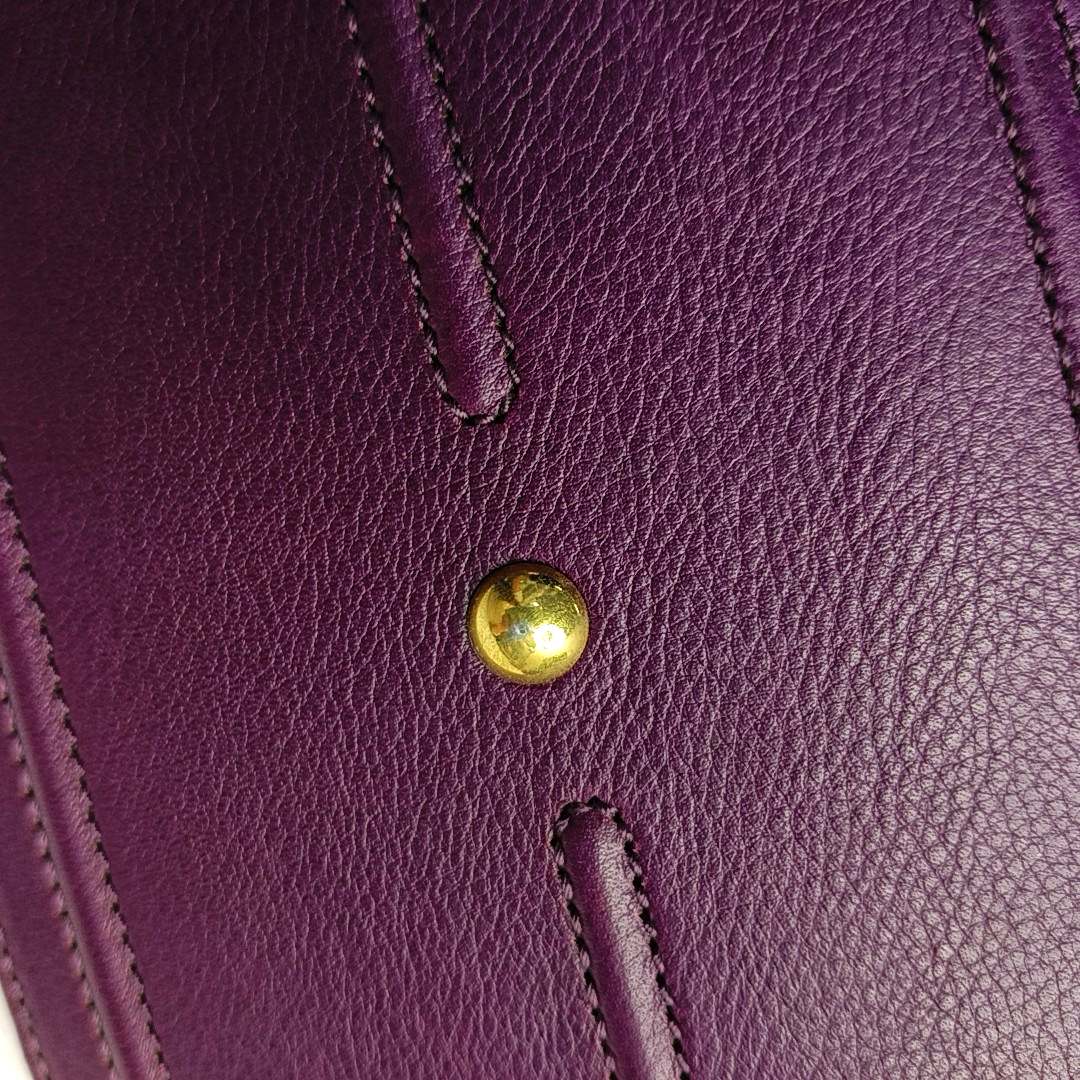 YSL MUSE TWO Purple Leather Tote Golden hardware-(SKU)-954560346