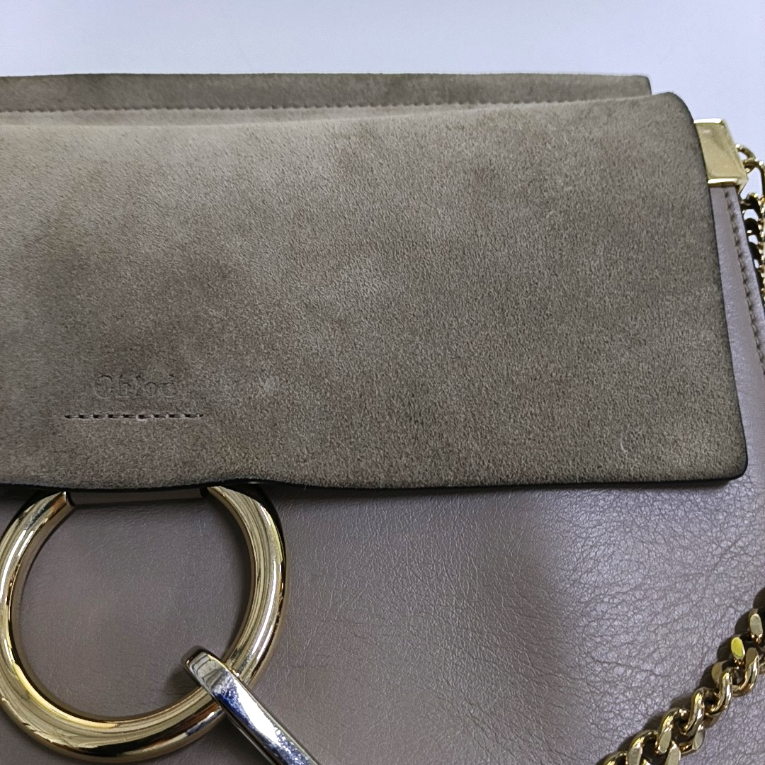 Chloé Faye Medium size Khaki Calf Leather Crossbody Shoulder Bag Golden hardware Removable shoulder strap-(SKU)-952757311
