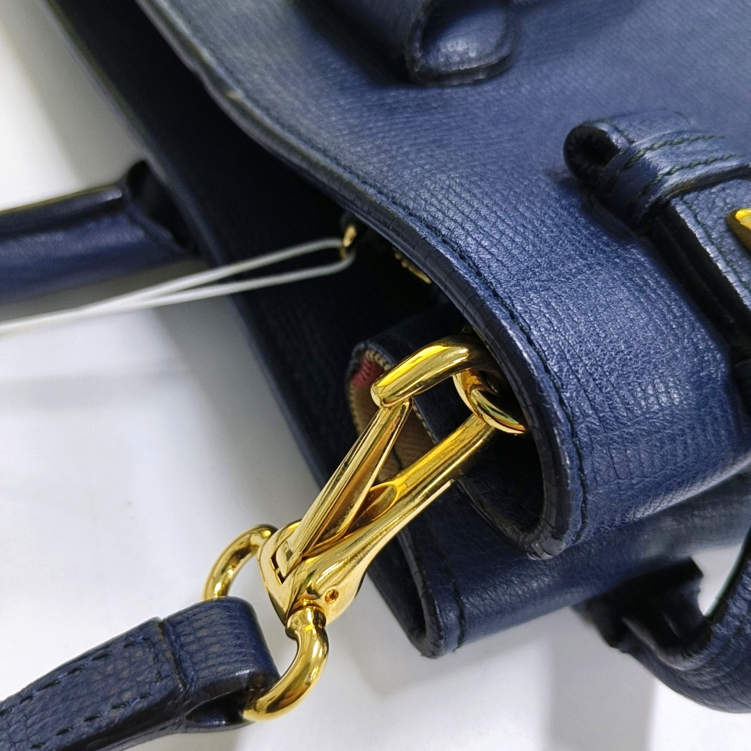 BURBERRY The Banner Medium size Dark Blue Leather Shoulder Tote Crossbody Bag Golden hardware Removable shoulder strap-(SKU)-947520458