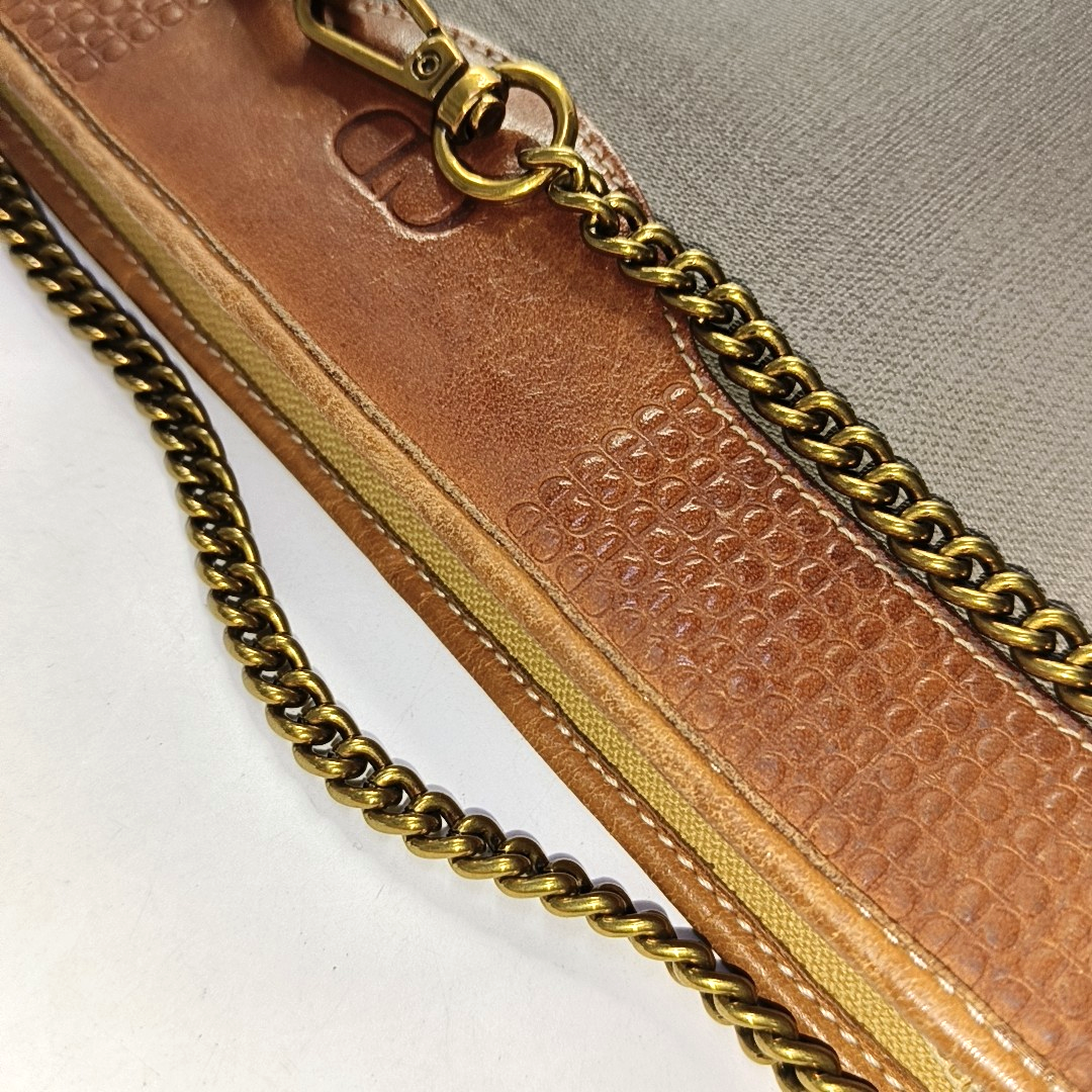 DIOR Gray Coated Canvas Crumpled Handbag Golden hardware-(SKU)-951570397