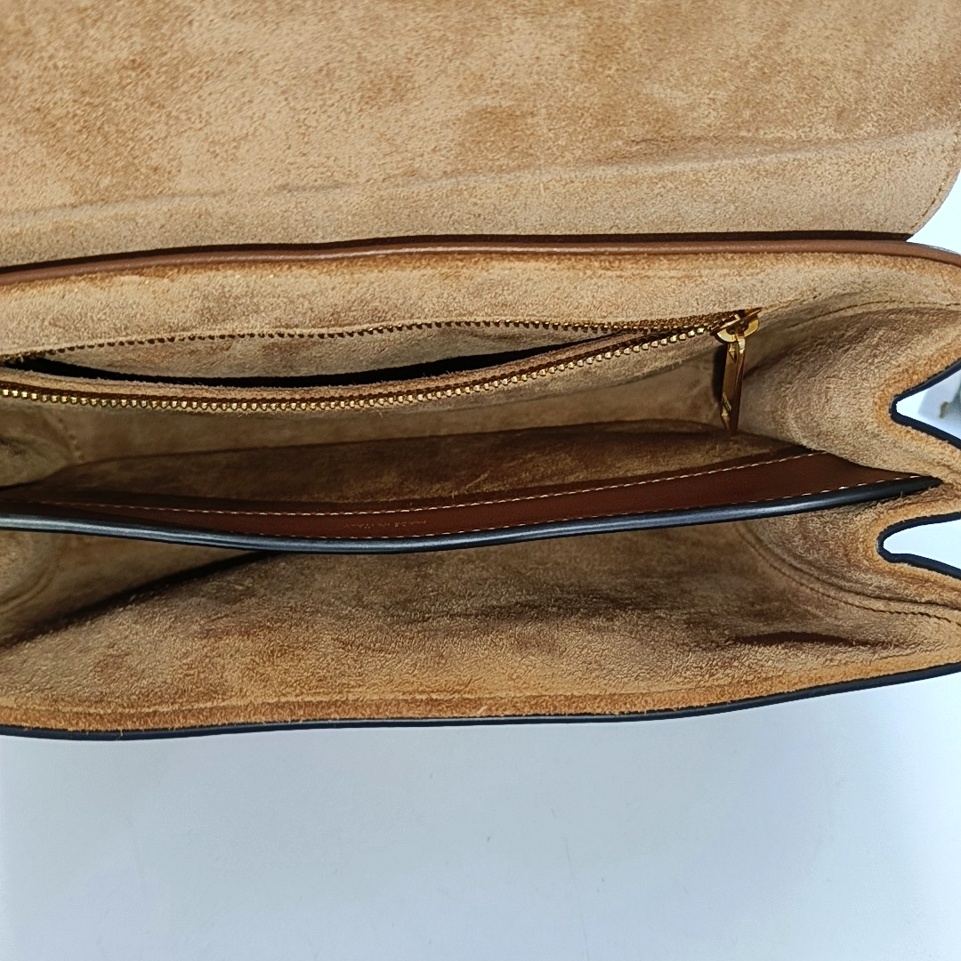CELINE 16 Teen Brown Calfskin Single Shoulder Bag with Detachable Strap and Gold Hardware-(SKU)-955131984