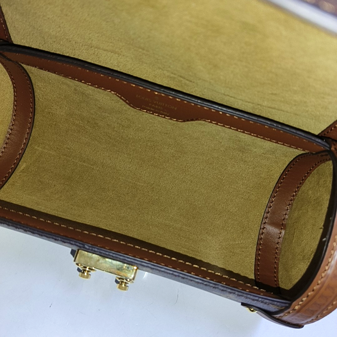 LOUIS VUITTON PAPILLON 19 Brown Coated Canvas Monogram Rivet Babylone Crossbody Bag Handbag Shoulder Bag Gold Hardware 2 Removable Straps-(SKU)-961022468