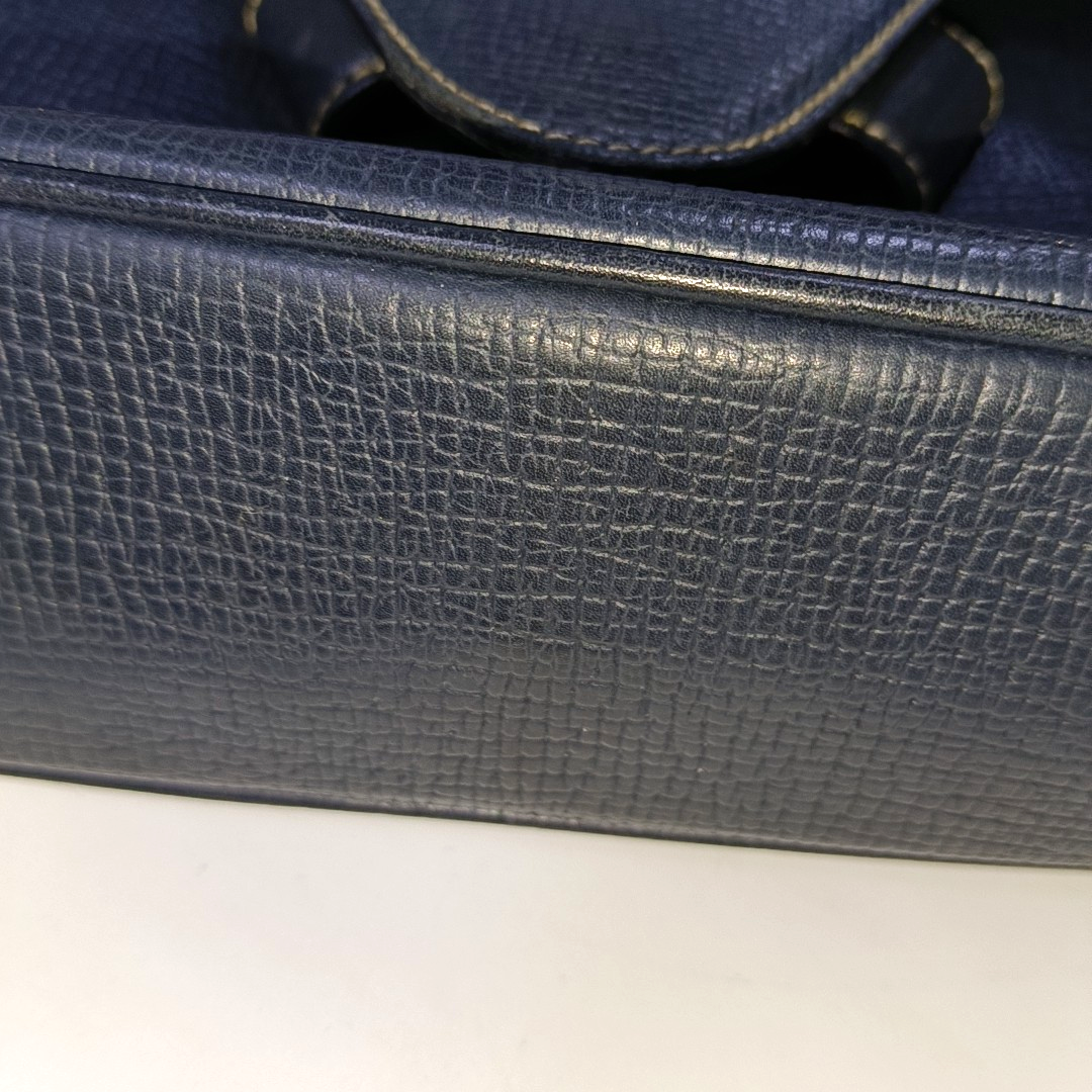 LOEWE Barcelona Dark Blue Cowhide Single Shoulder Bag Crossbody Bag Golden hardware-(SKU)-932491494
