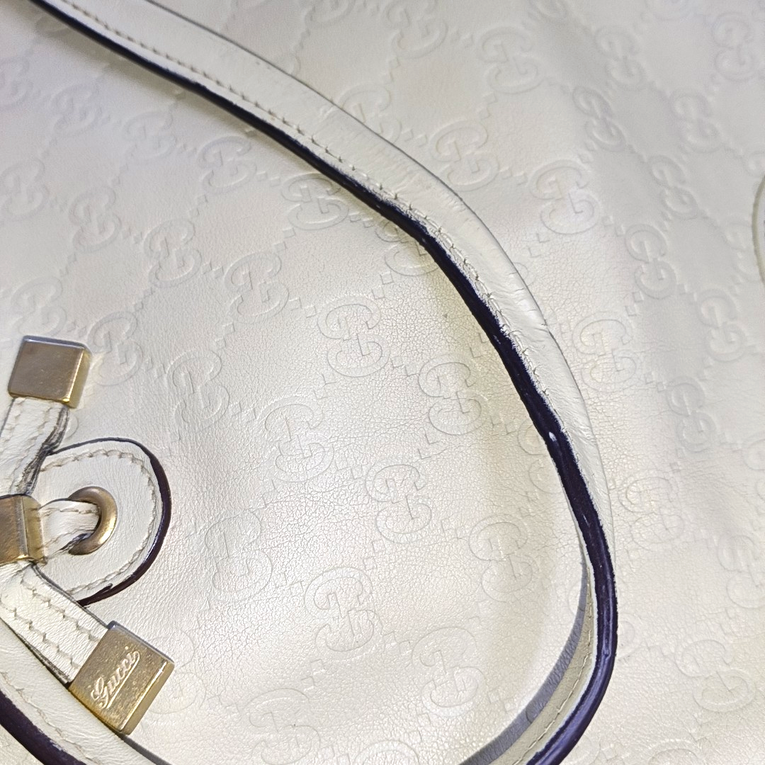 GUCCI Beige cowhide monogram handbag single shoulder bag Golden hardware-(SKU)-937625494